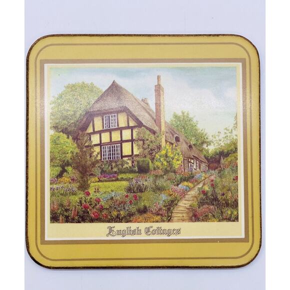 Vintage Pimpernel Acrylic Cork Square Coasters Set of 6 Cottages 4"x 4" England - Picture 6 of 10